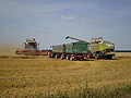 Traktor mit Sähmaschine im Herbst